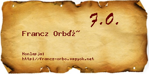 Francz Orbó névjegykártya